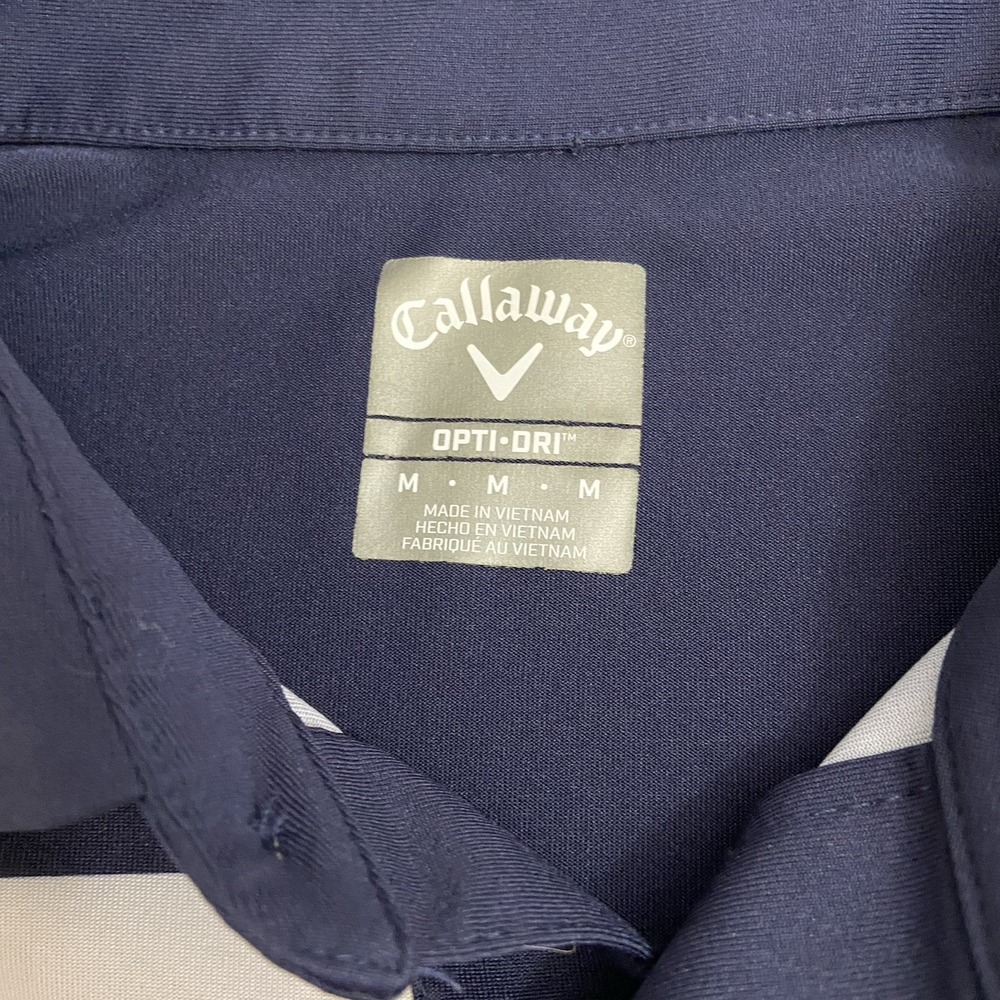 Callaway Opti Dri Polo Shirt‎ Mens Med Navy Striped Performance Golf Polo - Picture 4 of 7